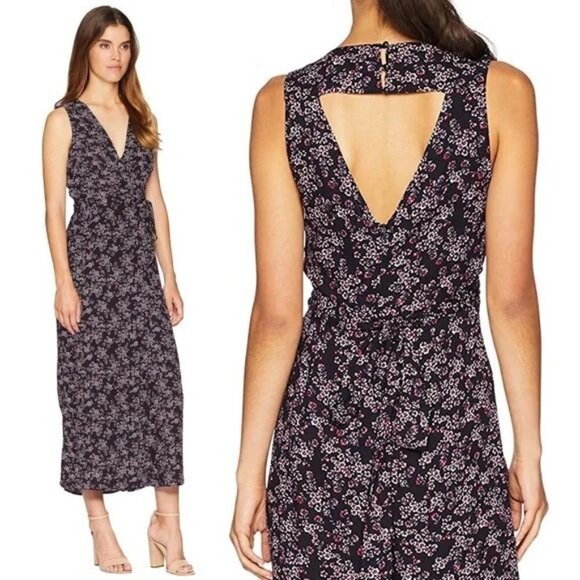 BB Dakota Wrap Jumpsuit 4 Small Ditsy Floral Tank Dress Pant Boho Summer Cropped - Picture 1 of 11